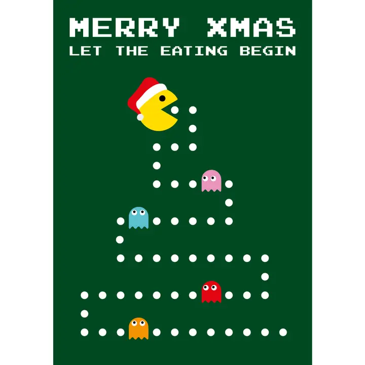 31260735f431777d55013c6dd99b53849491b65f120c92e15d50f068393ef802 Postcard Studio Inktvis - Christmas Pac man - Image 1