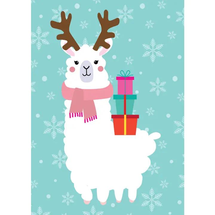 lama christmas card Postcard Studio Inktvis - Lama with scarf - Image 1