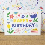 Ευχετήρια Κάρτα Bow & Hummingbird - Happy Birthday Floral