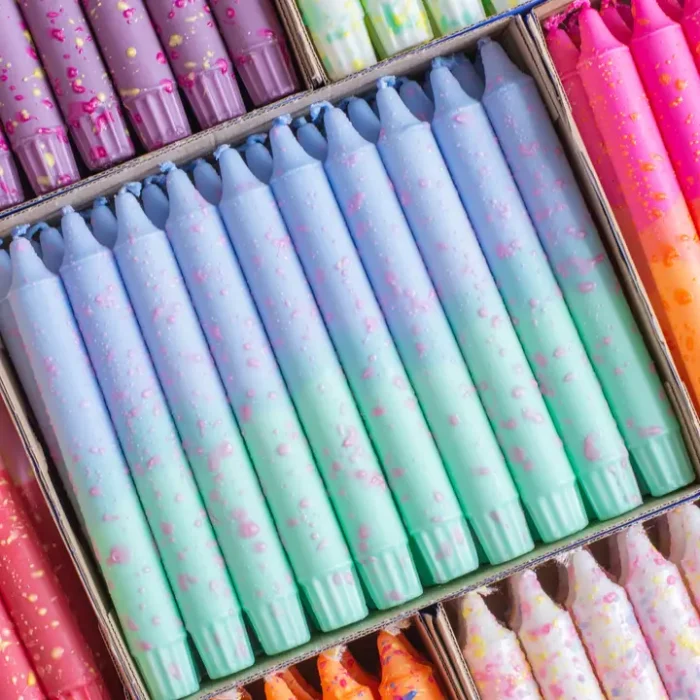 Nordtrice Taper Candles - Summer Vibes / Blue & Mint, Pink Confetti - Image 1