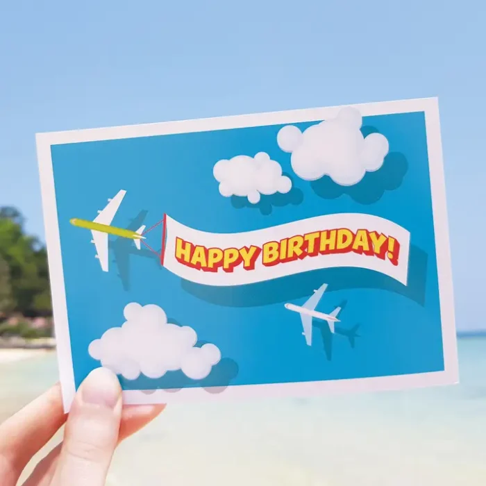 Ευχετήρια Κάρτα Bow & Hummingbird - Happy Birthday Plane - Image 2