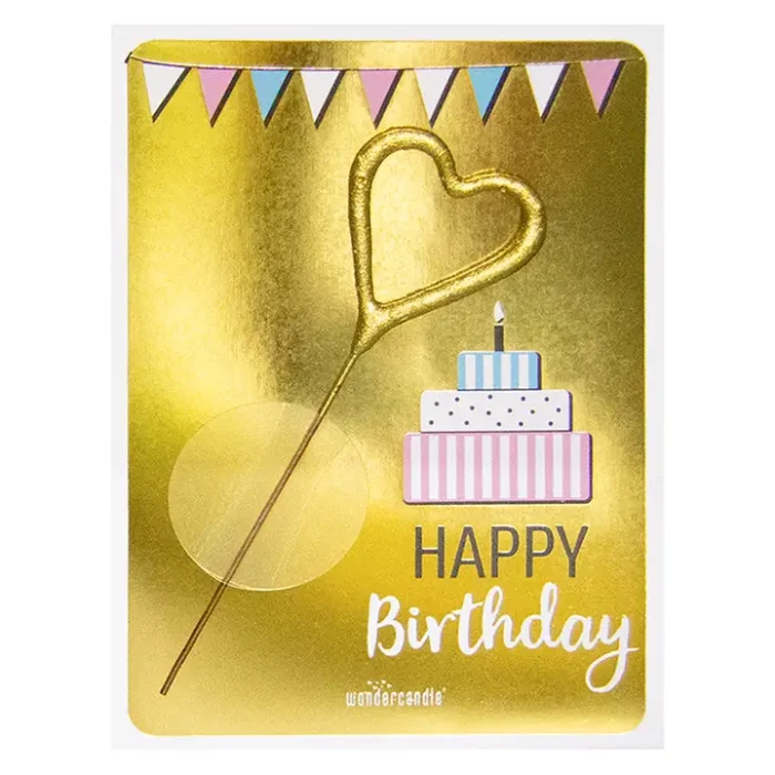 Wondercandle Mini Wondercard - Happy Birthday (gold) - Image 1