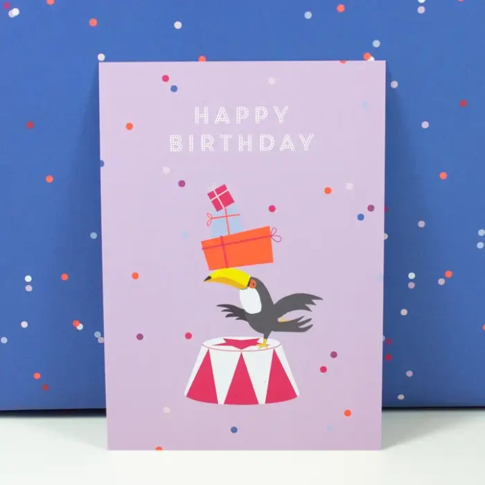 Ευχετήρια Κάρτα Bow & Hummingbird - Happy Birthday Toucan bird - Image 1