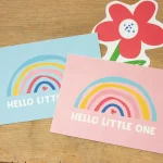 Ευχετήρια Κάρτα Bow & Hummingbird - Hello Little One (pink) - Image 3