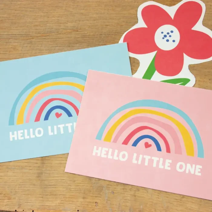Ευχετήρια Κάρτα Bow & Hummingbird - Hello Little One (pink) - Image 3