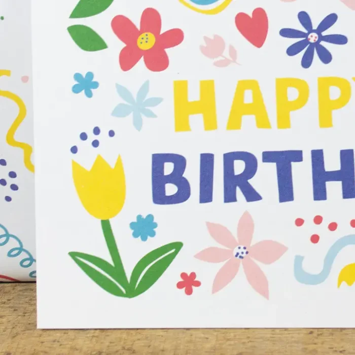Ευχετήρια Κάρτα Bow & Hummingbird - Happy Birthday Floral - Image 2