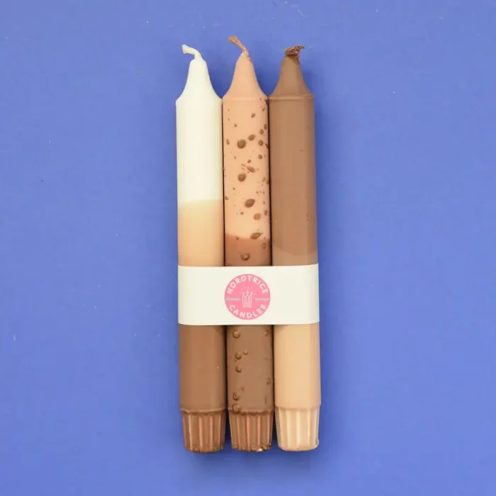 Nordtrice Taper Candles - Cappuccino Coffee 3 pack mix - Image 1